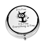 KWSAAHU 3 Compartment Travel Pill Case, Sealed Portable Pill Container Mini Size Metal Pill Box for Pocket Purse, Three Times a Day Pill Organizer for Men, Women and Children - Everything is Fine