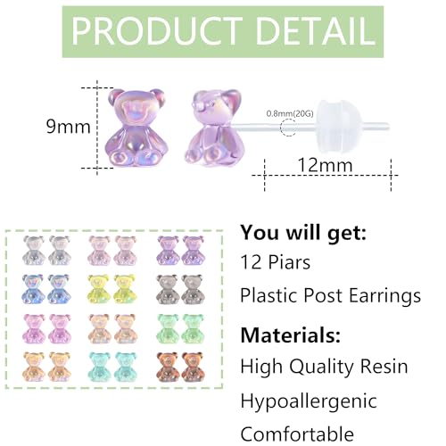 Cute Plastic Earrings for Sensitive Ears Hypoallergenic Stud for Women2