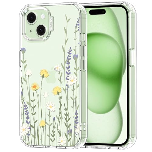 MOSNOVO Case for iPhone 15, [Buffertech 6.6ft Military-Grade Drop Protection] [Anti Peel Off Tech] Clear TPU Bumper Phone Case Cover Design - Wild Meadow by MOSNOVO - Used condition - US$17.24