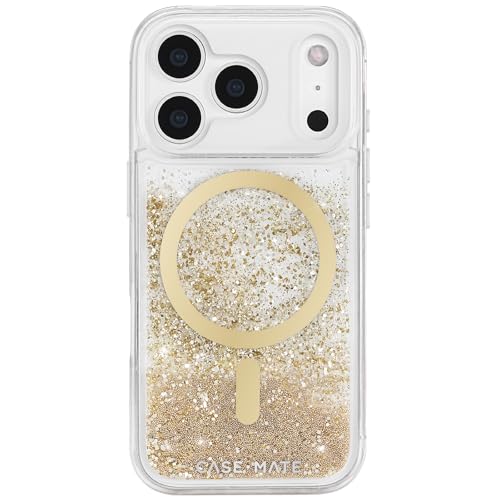 Image of Case-Mate iPhone 17 Pro Case - Gold Waterfall | Compatible with MagSafe - Liquid Glitter Phone Cover with 12ft Drop Protection - Magnetic Phone Cover for iPhone 17 Pro Max