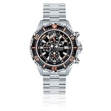 CHRIS BENZ Depthmeter Chronograph 300M Taucheruhr mit Metallband, Korallenorange