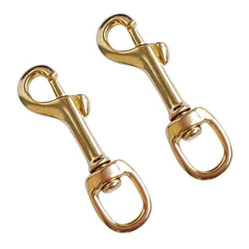 Yundxi Solid Brass Single Ended Swivel Eye Bolt Snap Hook Spring Loaded Dog Clip Buckle for Straps Bags Belting Outdoors Tents (2 Pieces)