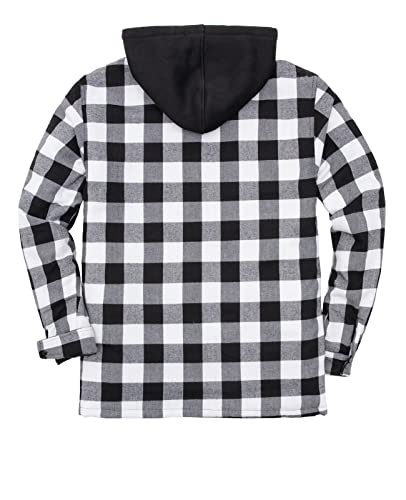 Image of ZENTHACE Men's Quilted Lined Hooded Plaid Jacket,Zipper & Snap Closure