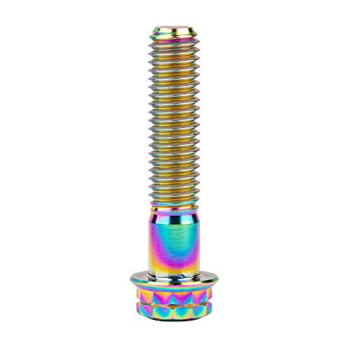 Image of Titanium Flange 12 Point Head M8 x15 20 25 30 35 40 45 50 55 60 65mm Screw Bolt Pack of 4 (M8x35mm, Rainbow)