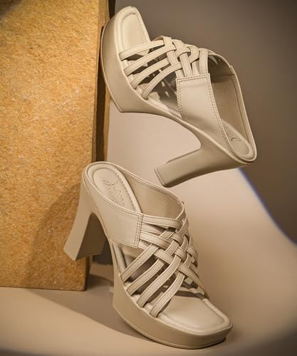Image of JM LOOKS Women Stylish Woven Strap Platform Block Heel Sandals Perfect For Party And Festive Occasions
