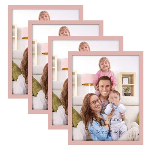 Giftgarden 8x10 Pink Picture Frame Set of 4 8 by 10 Photo Frames for Wall and Tabletop Display