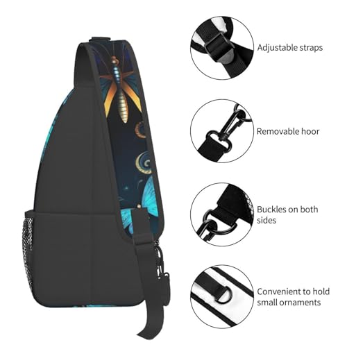Sling Bag para hombre y mujer negro con diseño de mariposa miniatura 4