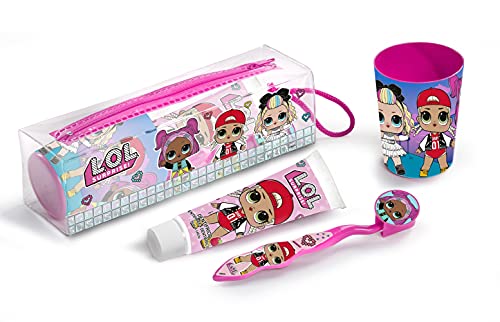 Lol Surprise 1403, Set Infantil De Higiene Dental Con Neceser Pasta Dientes 75Ml Cepillo Capuchón Y Va Niñas, Multicolor, 40 Cm