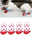 Haustier 2 Paare von Hund rutschfeste Hundesocken Katze Socken Hund Katze paw Schutz for Traktionskontrolle von Hauskleidung, geeignet for kleine bis große Katzen und Hunde, Nette Innen kleinen Hund,