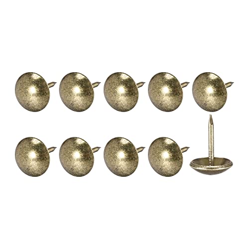QUARKZMAN Puntine Tappezzeria Chiodi (12x17x3mm) 50pz Ferro Rotondo Punti a Pressione - per Costruzione Casa Cucina Mobili Bronzo Tonalità