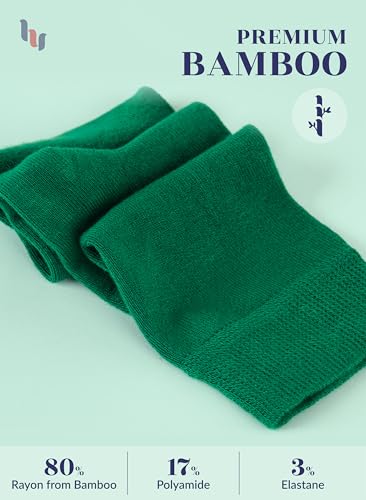 Image of Hugh Ugoli Women's Rayon Derived from Bamboo Knee High Socks Comfort Seam Long Dress Socks, Shoe Size 5-8 /8-11, 4 Pairs