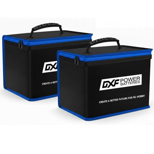 DXF 2 Pack Bolsa Seguridad LiPo Ignífuga Antiexplosión Impermeable Batería Polímero Litio Protección Carga Almacenamiento Transporte RC Drone Resistente Fuego Doble Cremallera