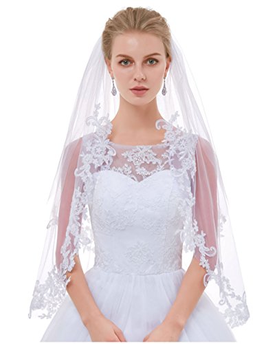 Nusswahn De Bridal Accessories Special Occasion Accessories Aibiyi Lace Edge 1 Tier Short Bridal Veil With Comb Aby V