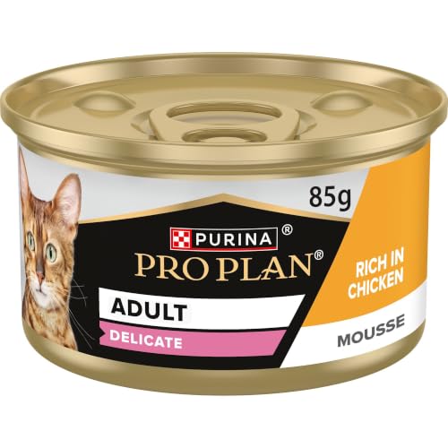 Purina Pro Plan Delicate Cibo umido per gatti Adulti Mousse con Pollo 24 Lattine da 85g