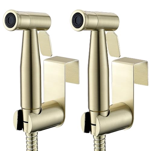 Purrfectzone Bidet Sprayer for Toilet, Bidet Sprayer for Feminine Wash, Premium Stainless Steel Jet Spray for Toilet, Wall-Mounted or Toilet Tank Mounted - Brushed Gold