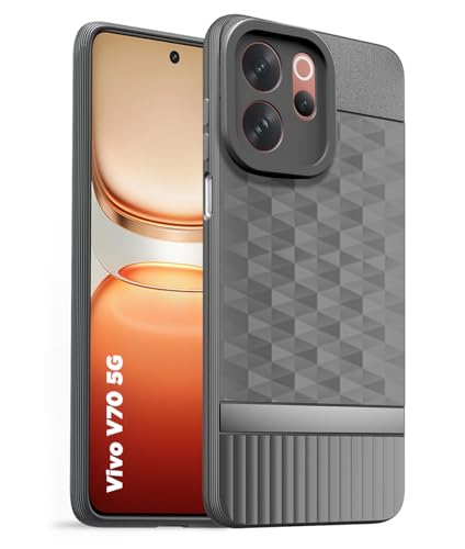 Image of Back Cover for Vivo V70 Elite 5G Camera Protection 3D Hexa Cube Design Silicone Protective Bumper Back Cover Case for Vivo V70 Elite 5G - Grey