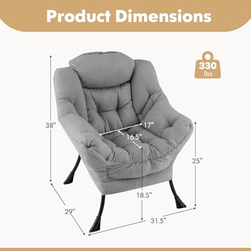 Sillón Plegable Con Tela Tipo Sherpa Gris miniatura 3