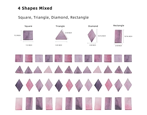 image for Lanyani 200 Mixed Color Glass Mosaic Tiles - 4 Shapes, Tiffany Stained