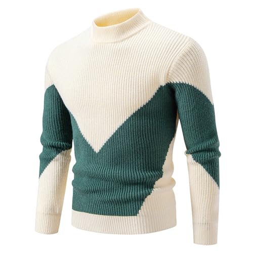 Mens Color Block Patchwork Pullover Sweaters Lightweight Soft Crewneck Casual Knitted Sweater Fall Warm Sweater