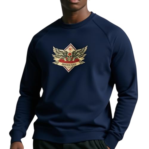 Sweatshirt homme bleu foncé rock pull marine coton bio STSU178