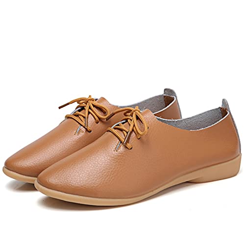 CsgrFagr Fashion Womens Breathable Lace Up Shoes Flats Casual Shoes Wall Shoes (Brown, 6.5)3