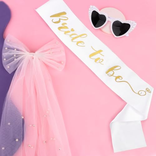 Bride Sunglasses Bride Sash and Veil for Bachelorette Party Decorations Bachelorette Party Accessories Favors White2