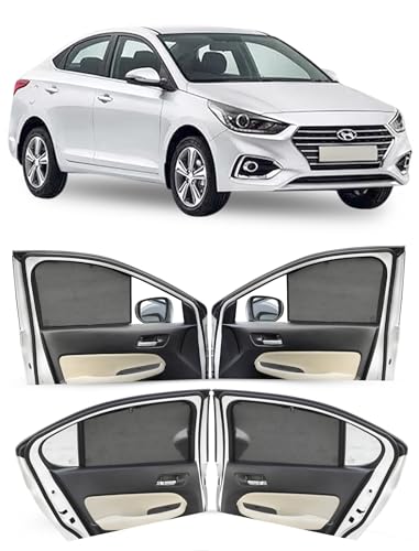 Image of Autofact Car Sunshades for Hyundai Verna Fluidic (2011 to 2016), UV Protection, Useful Car Accessories, Custom fit Sun Shades for Side Windows, Set of 4