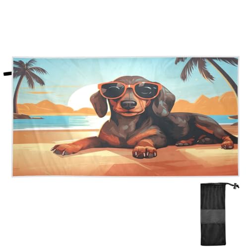 senya Thin Beach Towels Cloth for Women Men, Dachshund Dog on The Beach Beach Towels Swim Towels Oversized Quick Dry for Travel Beach Swim Pool Gym, 30x60in, B04M23028 by senya - Used condition - US$18.99