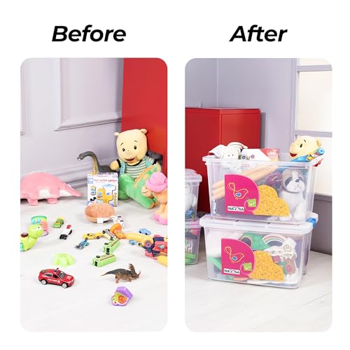 Image of Nayasa Plastic 25 L Multipurpose Rectangular Toy and Storage Box (Transparent) with Lid and Rolling Wheels | Durable, Spacious & Ideal for Home Organization