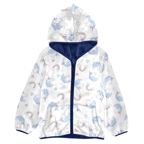 Rainbows and Unicorns Girls Fleece Jacket Girls Fall Jacket Girls Zip Up Hoodie Girls Sherpa Jacket 2-10T