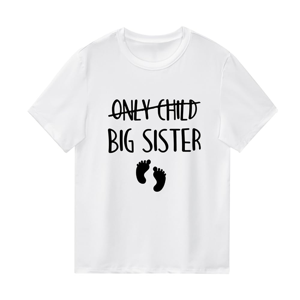 XinhuidaKids Girls Only Child to Big Sister Tees Birth Announcement Gift Toddler Big Sister T Shirt Tops Sibling Clothes Outfit