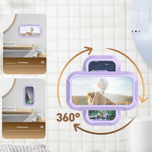 Soporte para teléfono para espejo de baño impermeable y regulable de pared 6