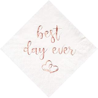 Crisky Wedding Cocktail Napkins Rose Gold Best Day Ever, Bridal Shower and Engagement