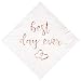 Crisky Wedding Cocktail Napkins Rose Gold Best Day Ever, Bridal Shower and Engagement Party Decorations 100 Pcs, 3-ply