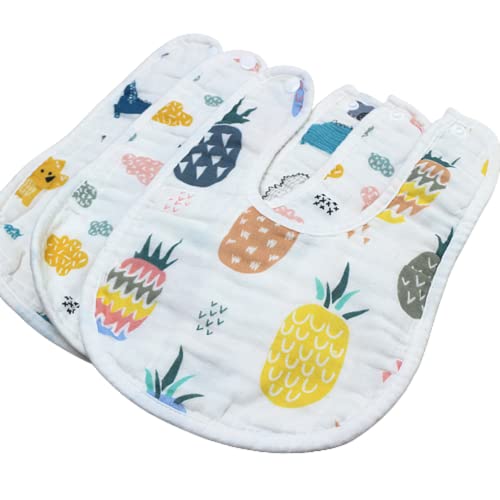Image of BabyGo Muslin Cotton Baby Bibs & Washcloths | Super Soft 8-Layer Cartoon Print Feeding Bibs & Towels, Gentle & Reusable for Newborns & Kids | Ideal for Sensitive Skin | Pack of 6 (Multicolor)