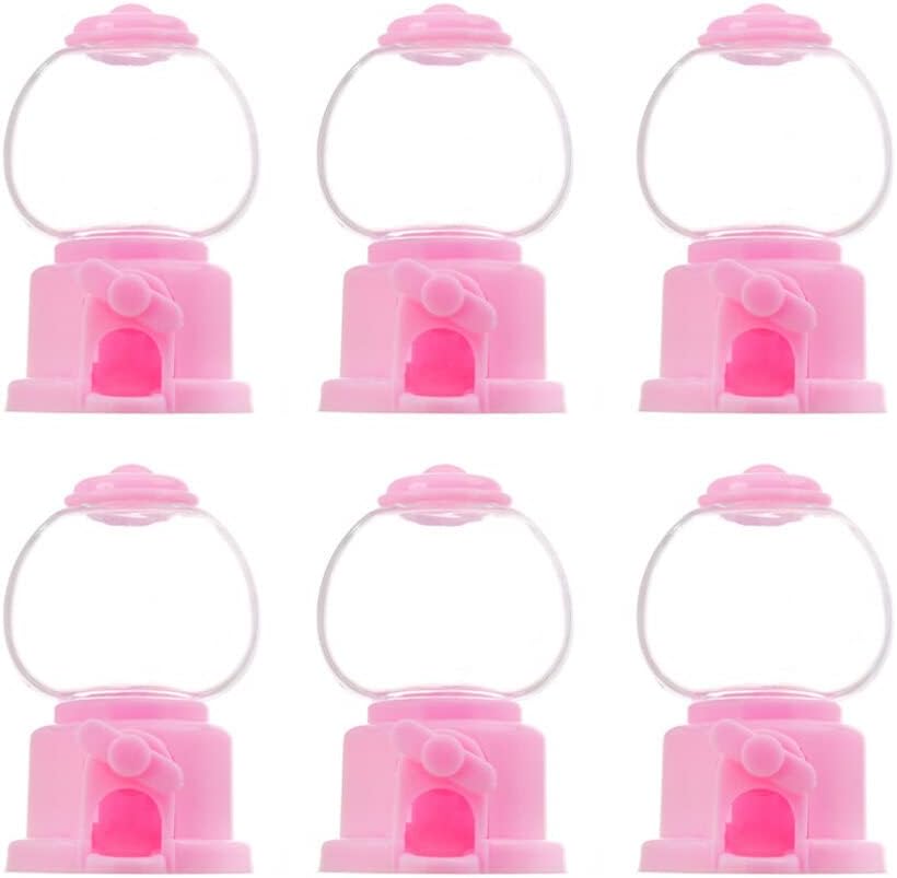 Kichvoe Wedding Candy Box Set of 6 Rotatable Mini Plastic Gumball Machine Candy Dispensers for Party Favors Birthday and Wedding Celebrations