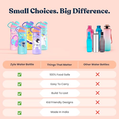 Image of Rabitat ZYLO Personalized 550ml Kids Water Bottle for School | 2-Year Brand Warranty | Magnetic Flip Cap, Leakproof | Triple Insulated Stainless Steel Thermosteel Flask | 24 Hrs Hot & Cold, MissButter