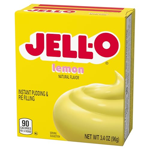 Image of Jell-O Instant Pudding & Pie Filling, Lemon Flavored, Fat Free, Quick & Easy Dessert, 3.4 oz (Pack of 3)