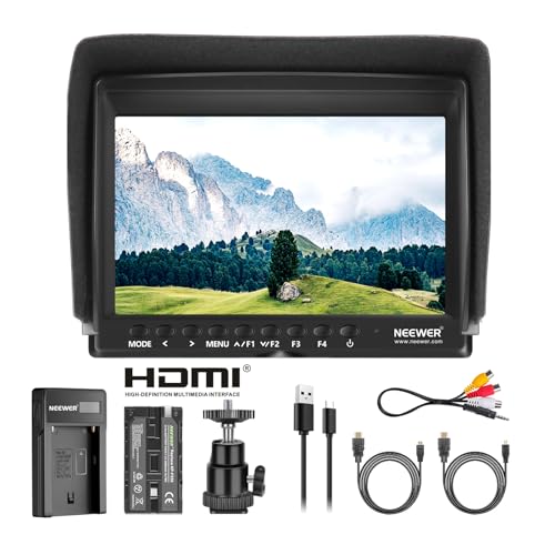 NEEWER Feldmonitor 7-Zoll 1280x800 IPS Bildschirm Set: Unterstützt Eingang mit 2600mAh Lithium-Ionen-Akku, USB-Ladegerät für DSLR-Kamera/Camcorder