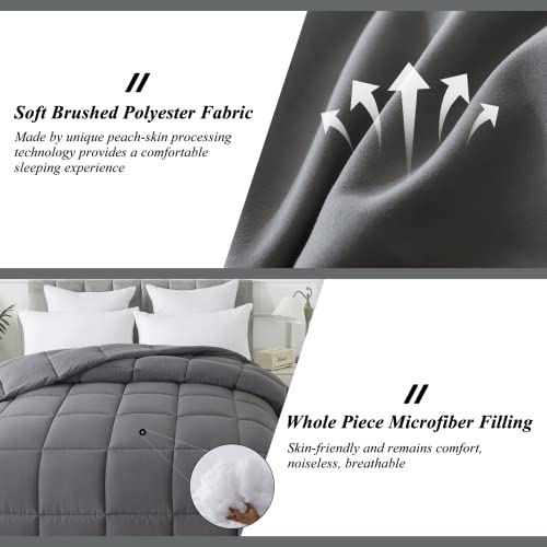 Elnido Queen G-DAC-GKG ® All-Season Gray Down Alternative Quilted Comforter- Corner Duvet Tabs-Machine Washable-Duvet Insert Or Stand-Alone Lightweight Comforter-King Size thumb #2