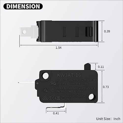 Micro-interrupteur de porte KW3AT NC 16A 250V pour réparation de micro-ondes, pack de 2 pièces