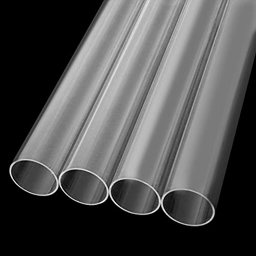 Image of 4PCS Rigid PETG Tube 50mm (2 inch) OD x 2mm Wall Thickness, 16.5 inch Length PC Rigid Round Clear Tubing Unbreakable Polycarbonate Tubing Chemical Resistant Clear Tube