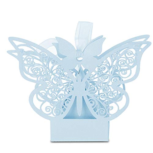 HERCHR Favor Boxes for Wedding 100pcs, Paper Boxes Party Favor Supplies Treat Boxes for Wedding Bridal Shower Baby Shower Birthday Party(Sky Blue)