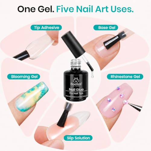 Image of Beetles Gel Polish 2Pcs 15ml Nail Glue Kit for Acrylic Nails | 5 in 1 Super Strong Brush in Nail Gel Glue for False Nails Tips and Gel Nail Polish Led Lamp Required
