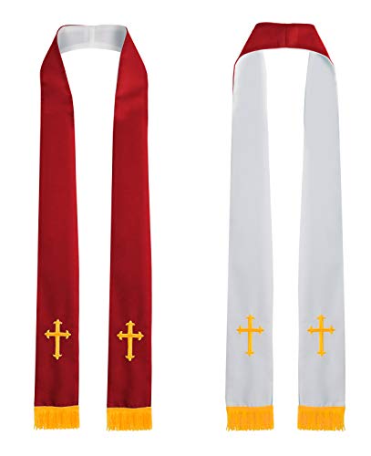 IvyRobes Unisex-adult's Reversible Clergy Mass Stole with Cross 90