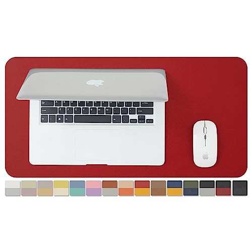 HOMIEAZICOZI Dual Sided Leather Desk Pad,PU Desk mat,Waterproof Desk Protector for Office/Home/Gaming/Decor(Red+Yellow,23.6"x 11.8")