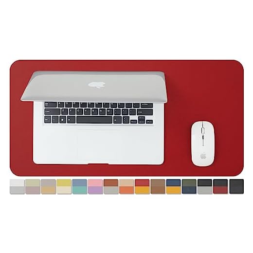HOMIEAZICOZI Dual Sided Leather Desk Pad,PU Desk mat,Waterproof Desk Protector for Office/Home/Gaming/Decor(Red+Yellow,23.6"x 11.8")