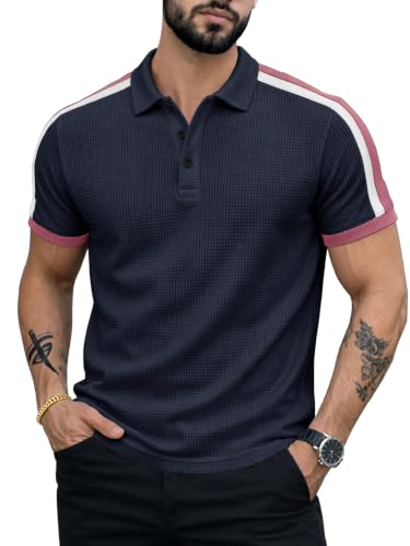 Image of EYEBOGLER Premium Textured Self-Design Half Sleeve Collar Polo T-Shirt for Men || Packs Also Available