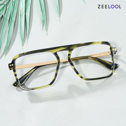 Image of Zeelool Trendy Aviator Blue Light Blocking Glasses for Men Computer Glasses ZJGX821109-02 Green