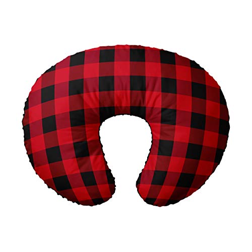 JLIKA Nursing Pillow Cover Slipcover Minky Boy Girl - Woodland Nursery Decor for Baby Boys (Buffalo Plaid)